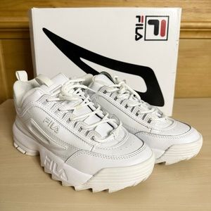 FILA Women's Disruptor II Premium Sneaker - White - Size 8 (run small)